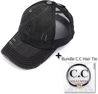 Ponycap Messy High Bun Ponytail Adjustable Glitter Mesh Trucker Baseball Cap