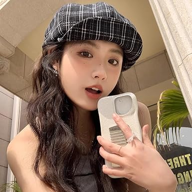 Cute Summer Plaid Hats for Women Vintage Y2K Preppy Berets Harajuku Cabbie Painter Hat Cap Fairy Grunge Newspaper Cap