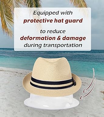 Oversize XL XXL Mens Summer Straw Fedoras Sun Hats Panama Derby Packable 57-64cm 22.4"-25.2" 7 1/8-8