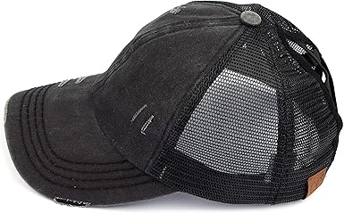 Ponycap Messy High Bun Ponytail Adjustable Glitter Mesh Trucker Baseball Cap